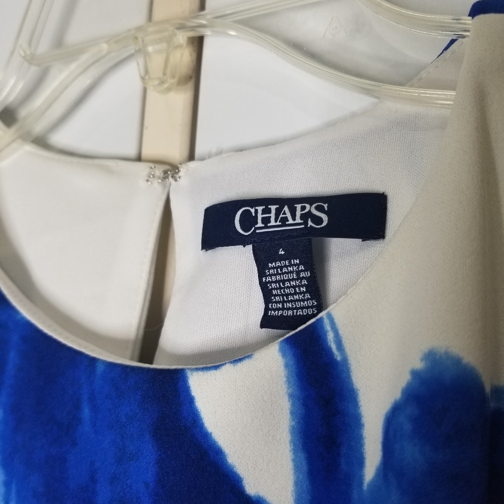 Chaps Floral Blue and White Women's Shift Dress - Picture 2 of 5